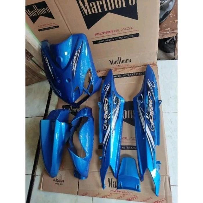 Cover full body halus motor yamaha mio smile+striping 2010 warna biru Motorcycle