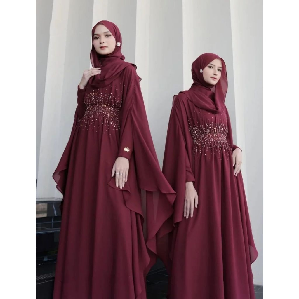 HOT PROMO>> ABAYA LAYLA BLUE SPECTRE Gamis Abaya Kaftan Arabian Turky Mewah Terbaru Mat Ceruty Babyd