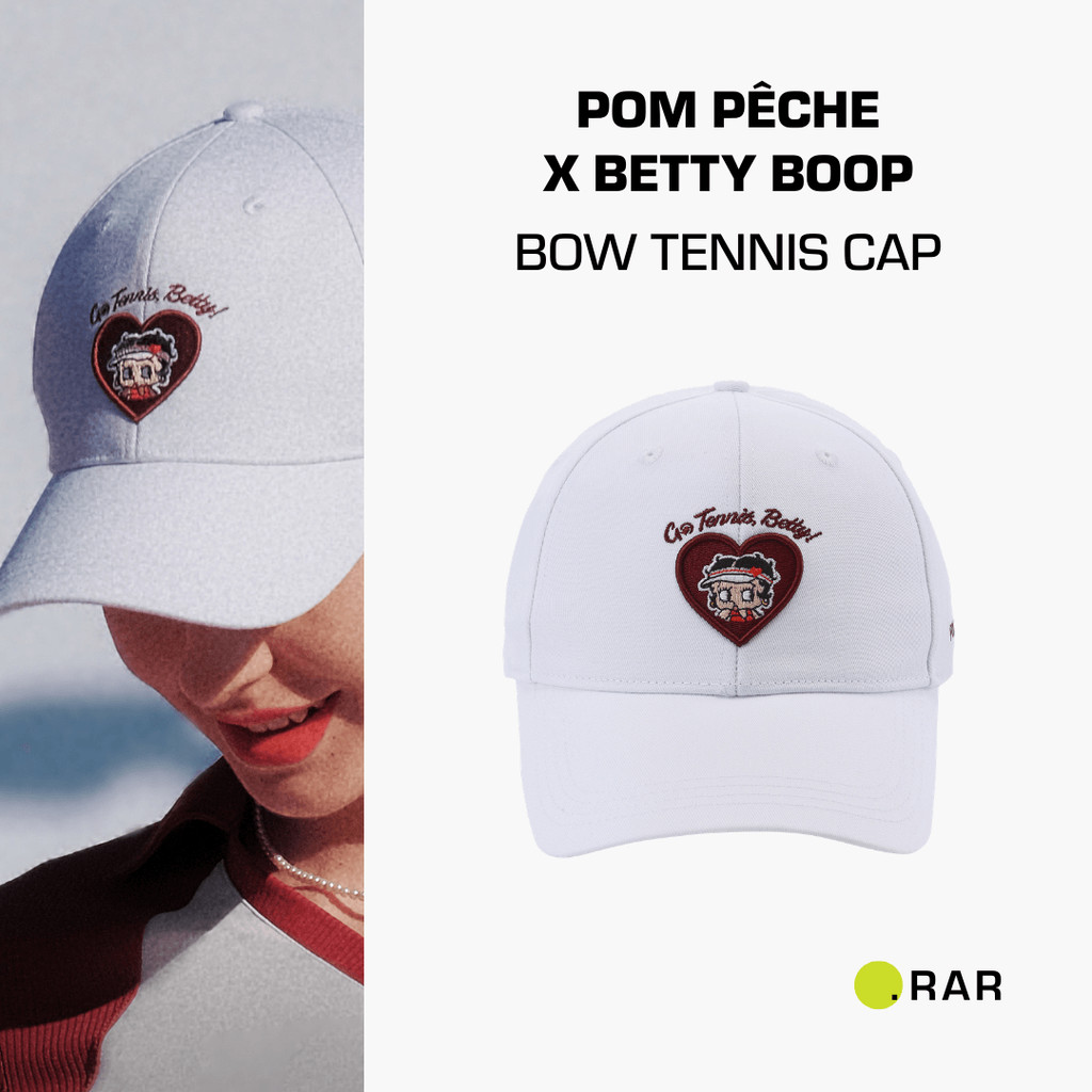Pom Peche x Betty Boop Bow Tennis Cap - White / Red - Topi Olahraga Wanita