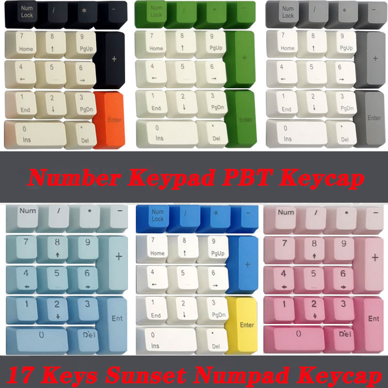 Number Keypad Meanical Keyboard PBT Keycap Top Side Printed Blank 17 Keys Sunset Numerical Keypad MX