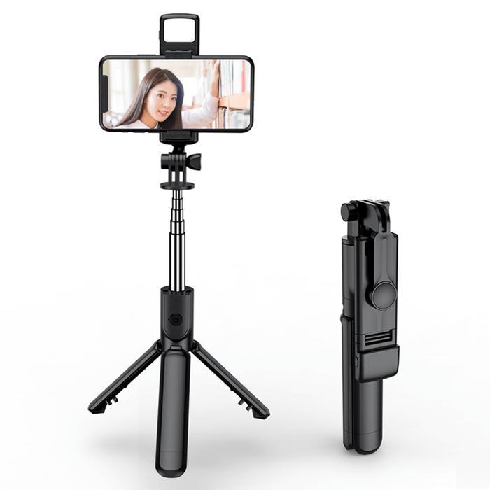 Tongsis Bluetooth LED Flash Portable Selfie+Tripod HP+Remote Control 4