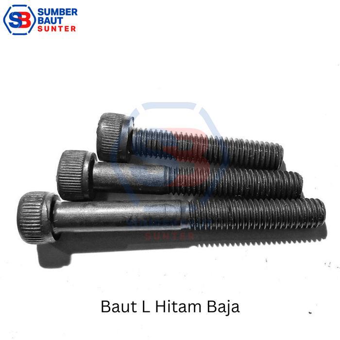 M6x100 Baut L Baja Hitam Socket Head Kunci L 6x100