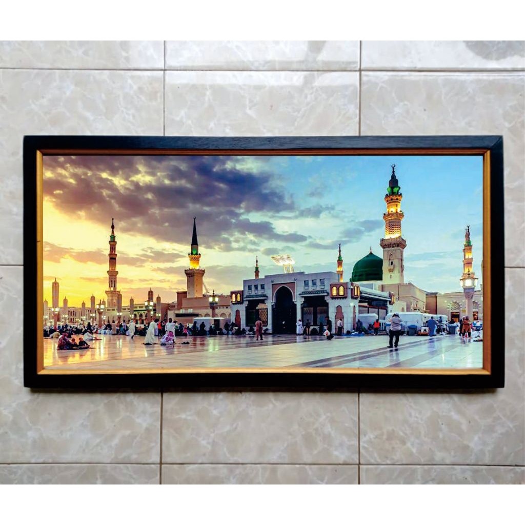 Hiasan Dinding Ruang Tamu Cetak Gambar Masjid Nabawi Plus Bingkai
