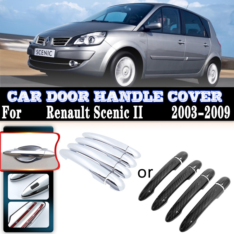 Untuk Renault Scenic II MK2 2003~2009, Set Penutup Gagang Pintu Mobil ABS Serat Karbon Atau Krom Men