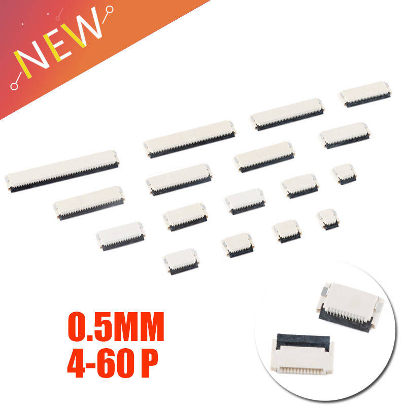 10PCS FFC/FPC Connector Flat Cable Socket 0.5MM Adapter 4/6/8/10/12/14/16-30/32/40/50/60 Pin Back Fl
