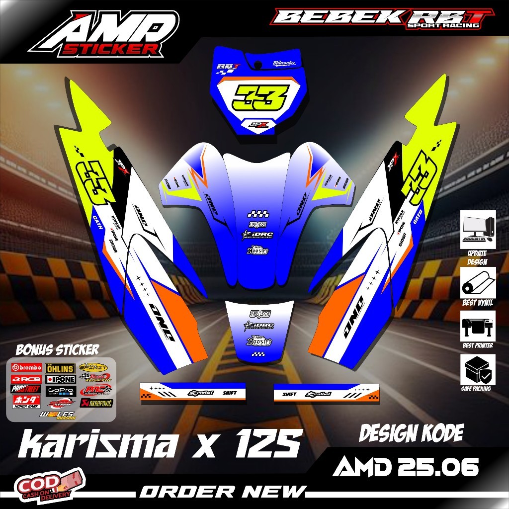 Sticker STRIPING RBT KARISMAX125 BEBEK MODIF SUPERMOTO YZ CRF KLX RBT