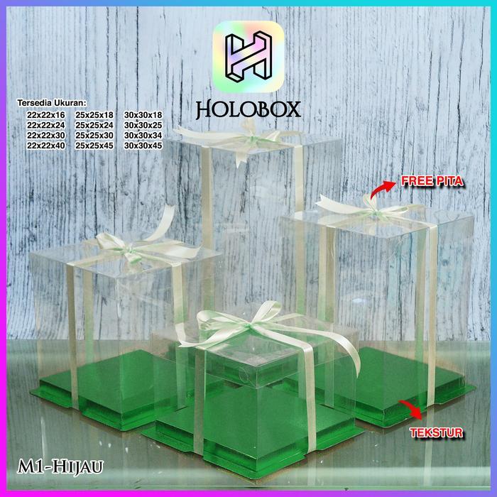Cake Box Kotak Kue Mika Transparan Dus Hantaran - Tutup Mika 30x30 - Black, 30x30x18