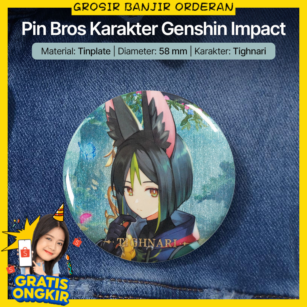 YWZL Pin Bros Karakter Genshin Impact Background Theme Can Badge - YZ015