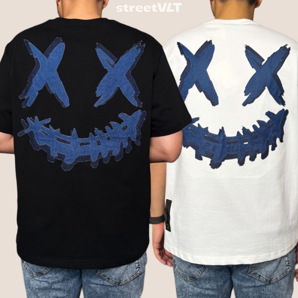 RIC Ricky is Clown Double Layer Denim Jeans Patch Tee 100% Original