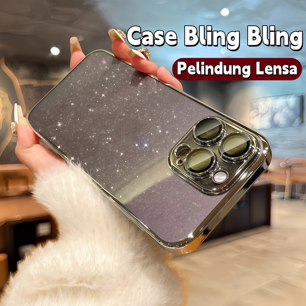 Case Bling Bling iPhone 12 13 14 15 Pro Max Anti Dampak Kuning Acrylic Clear Casing iPhone 15 14 13 