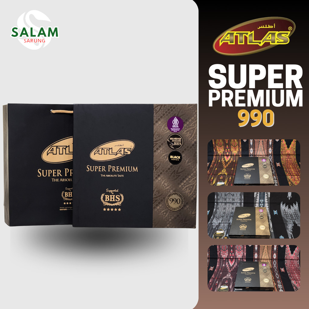 Sarung ATLAS SUPER PREMIUM 990 (Best Seller) Kain Adem Motif Songket Jacquard Luxury Timbul Sarung D