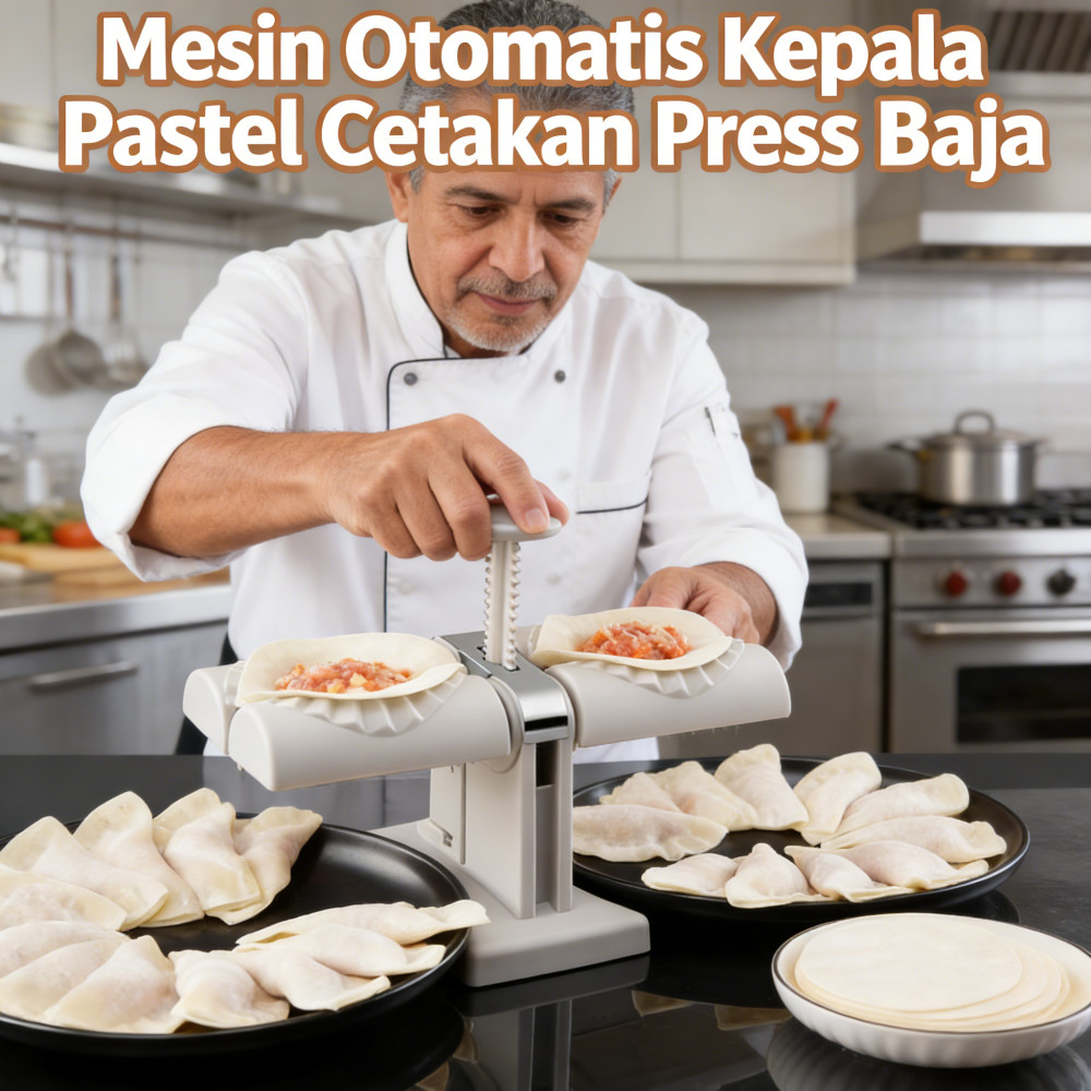 Mesin cetakan Pangsit Otomatis Bahan Baja Kepala Ganda Pastel / Mesin Press Cetakan Pastel