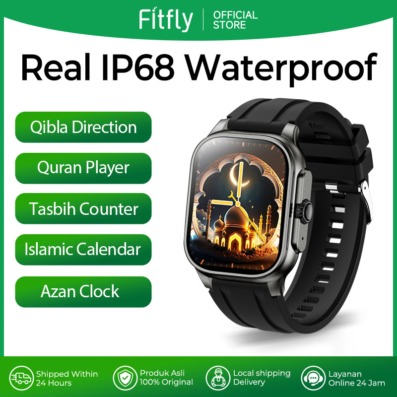 (ronda26) Fitfly Muslim smartwatch 114 surah Al-Qur'an Jam Tangan Pintar Pria Wanita dengan Adzan Re