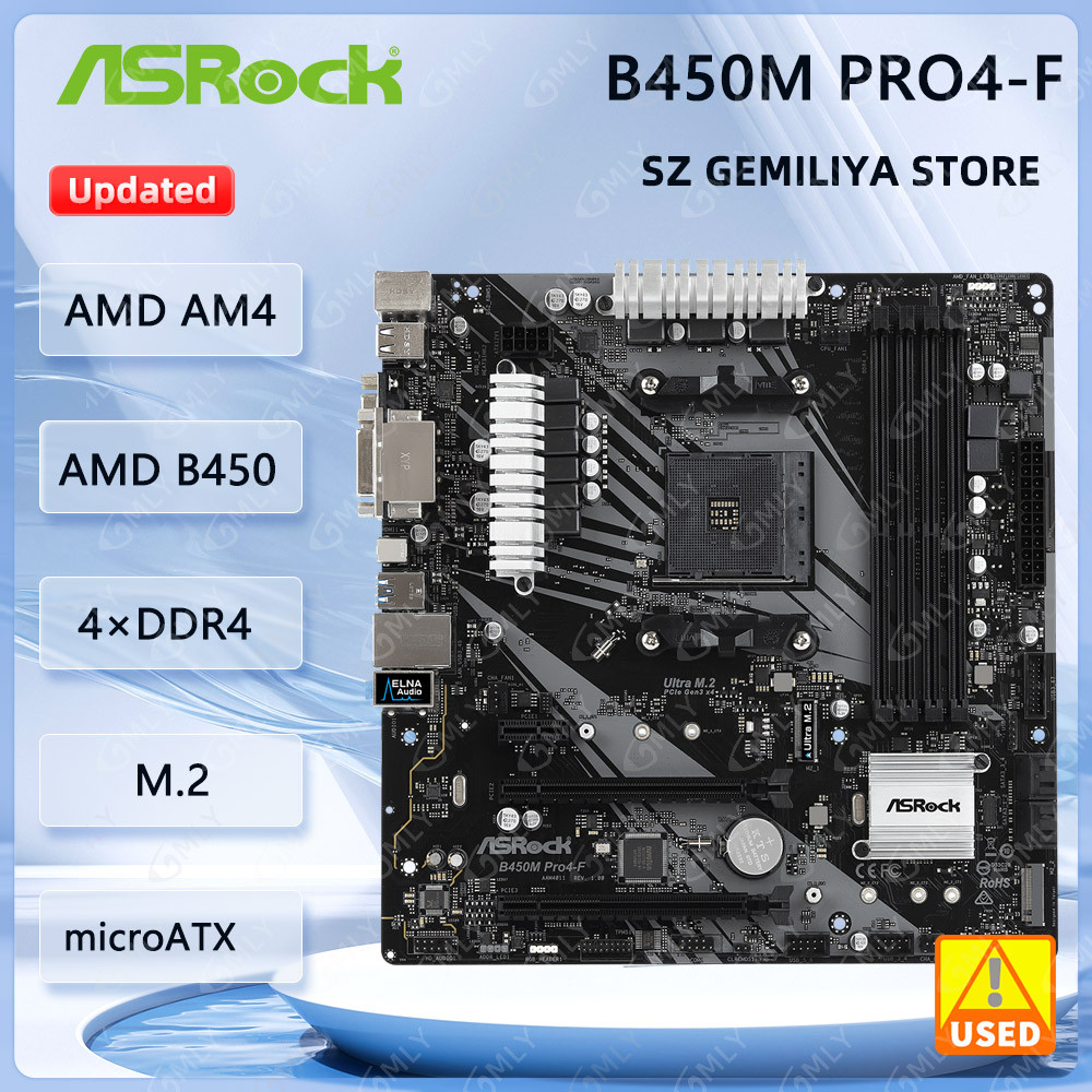 ASRock B450 B450M Motherboard B450M Pro4-F Motherboard AM4 DDR4 128GB Ryzen 5 5600 5600G R7 5700 560