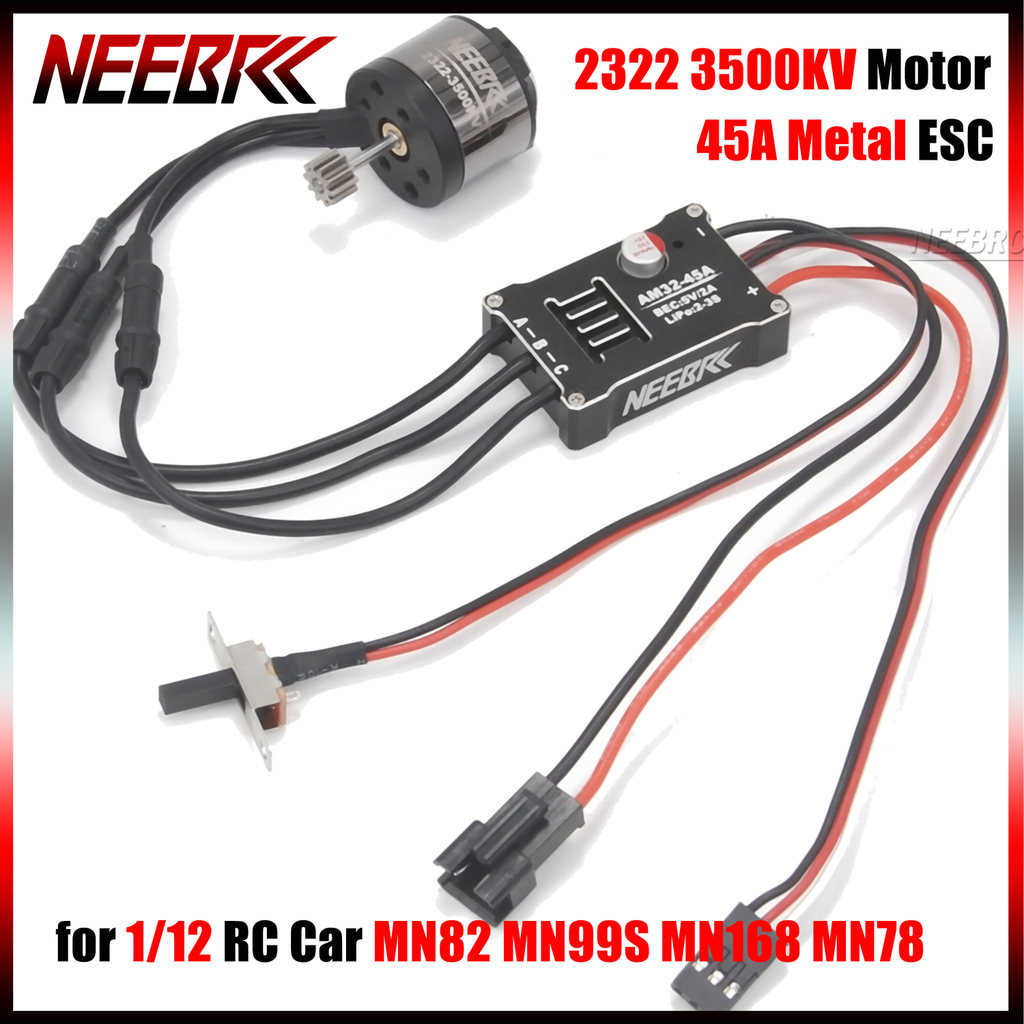 NEEBRC 2322 Crawler Brushless Motor 3500KV Outrunner 45A Metal ESC Waterproof for 1/12 RC Car MN82 M