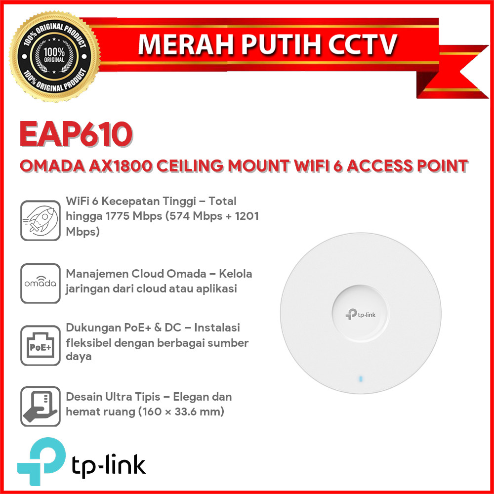 TP-LINK OMADA EAP610 AX1800 CEILING MOUNT WIFI 6 ACCESS POINT