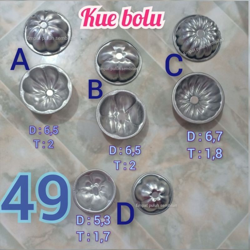 cetakan kue bolu manggis aluminium TEBAL / cetakan puding sakura / cetakan bolu mini kering jadul