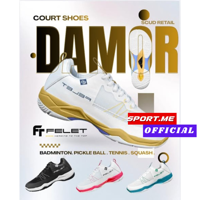 Felet DAMOR ( Court Shoes ) Badminton Shoes - Sepatu Badminton Original Felet