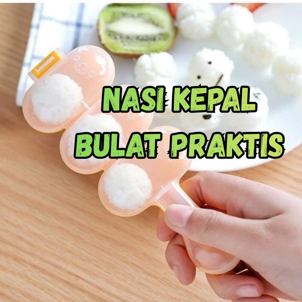Cetakan Nasi Kepal Bulat Cetakan Nasi Bento Bulat 3 Sekat Cetakan Nasi Bulat Anti Lengket