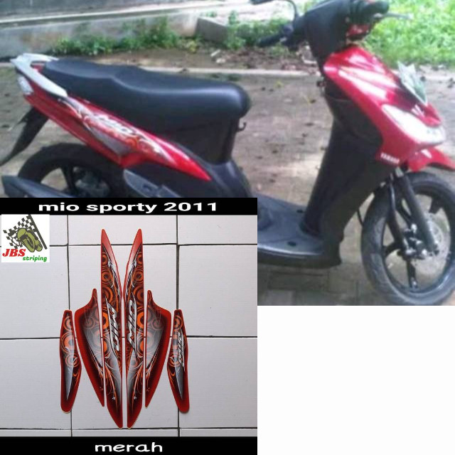 Striping mio smile stiker yamaha mio smile sporty karbu lama thn 2011 merah