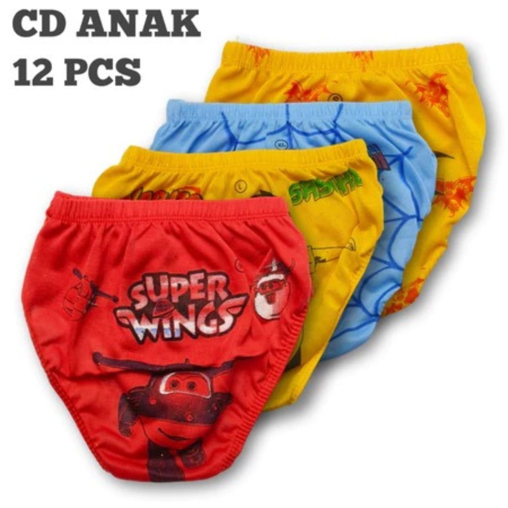 12 pcs celana dalam anak laki-laki / celana dalam anak motif karakter