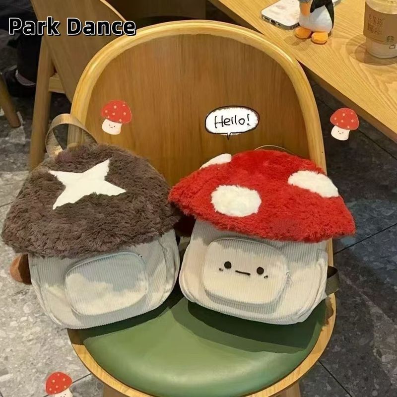 Ransel Jamur Kartun, Tas Boneka Plush Dua Dimensi