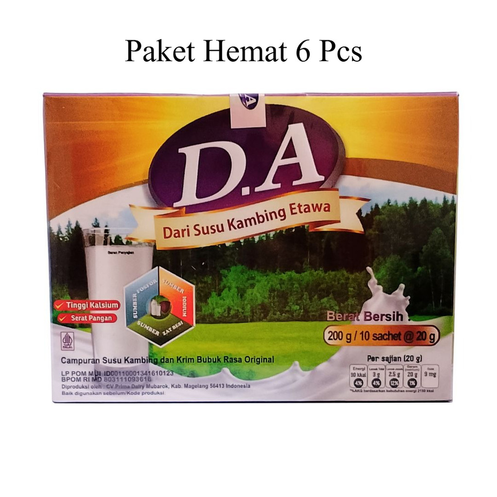 Paket 6 Box Susu Kambing Etawa Bubuk D.A Tinggi Kalsium Plus Kolostrum / Susu Kambing DA /  Susu Kam