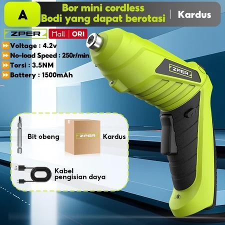 ABLETOOLS CODZPER Mesin Bor Baterai 4.2V Obeng Listrik Cordless Drill Battery Bor Kayu Triplek Besi 