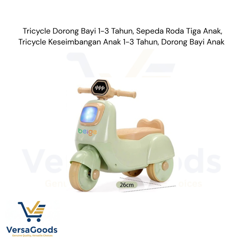 Tricycle Dorong Bayi 1-3 Tahun, Sepeda Roda Tiga Anak, Tricycle Keseimbangan Anak 1-3 Tahun, Dorong 