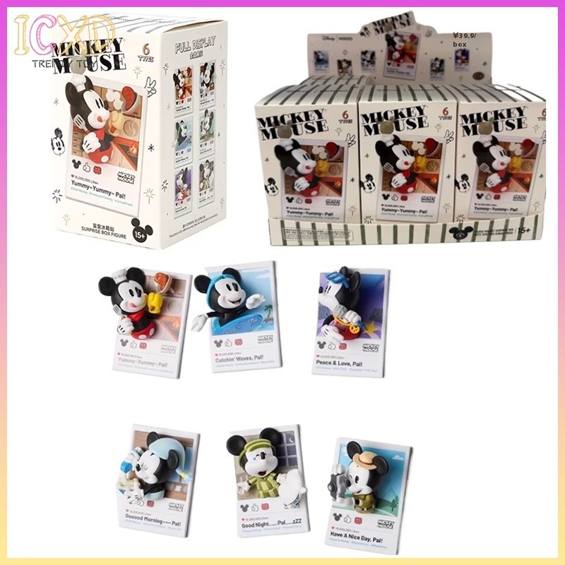 Original Mickey Mouse Fun Life Series 3d Fridge Magnet Blind Box Trendy Toy Gift Collectible Sticker