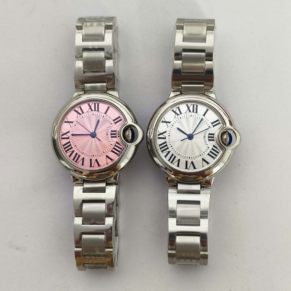 33mm No logo Convex Curves Case Sword Shaped Hand Roman Dial Suitable For Blue Balloon Cartier NH05 