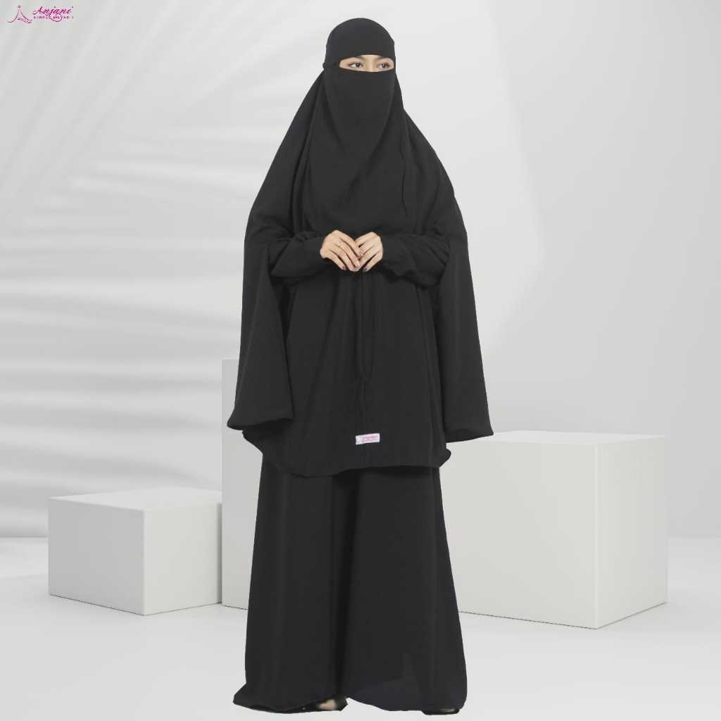 Nabila Set Syari Gamis Syari Set Khimar Plus Cadar Gamis Syari Polos Set Jilbab Lubang by Anjani