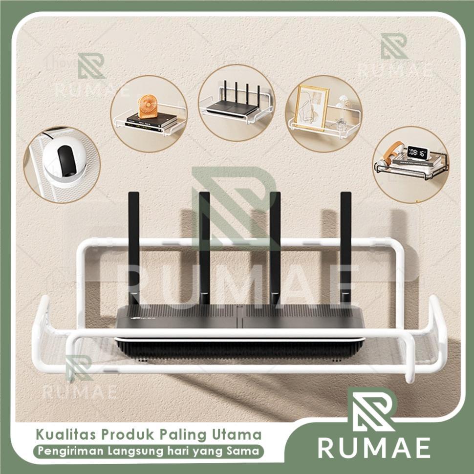 RUMAE Rak Dinding Besi Gantung Tempat Modem Router Dan Dekorasi Storage Serbaguna Untuk Ruang Tamu M