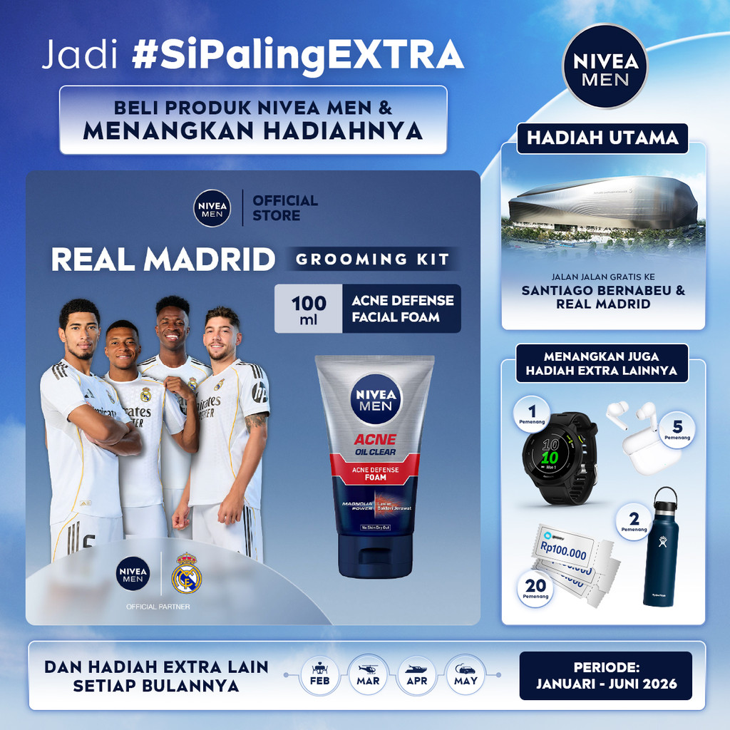 NIVEA MEN Facial Foam Oil Clear Acne Defense 100ml - Sabun cuci muka pria bebas jerawat anti bakteri