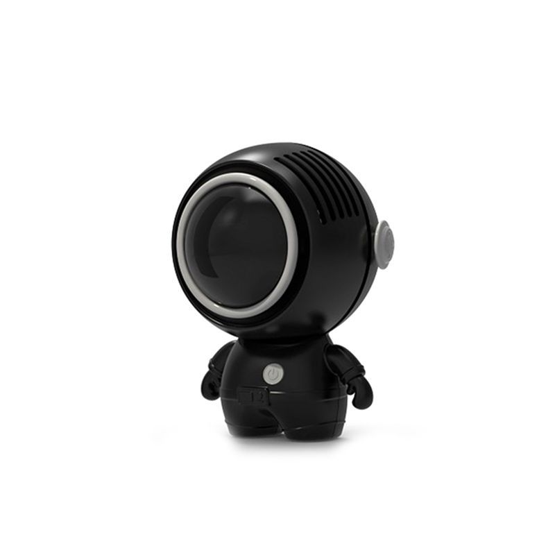 Handheld Astronaut Hanging Neck Fan Refrigeration Hanging Bag Fan USB Rechargeable Mini Fan ,Black-A