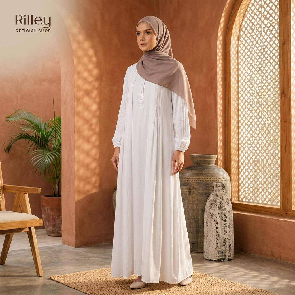 RILLEY - Gamis Nisa | Gamis Wanita Kain Adem | Gamis Bahan Rayon Twill