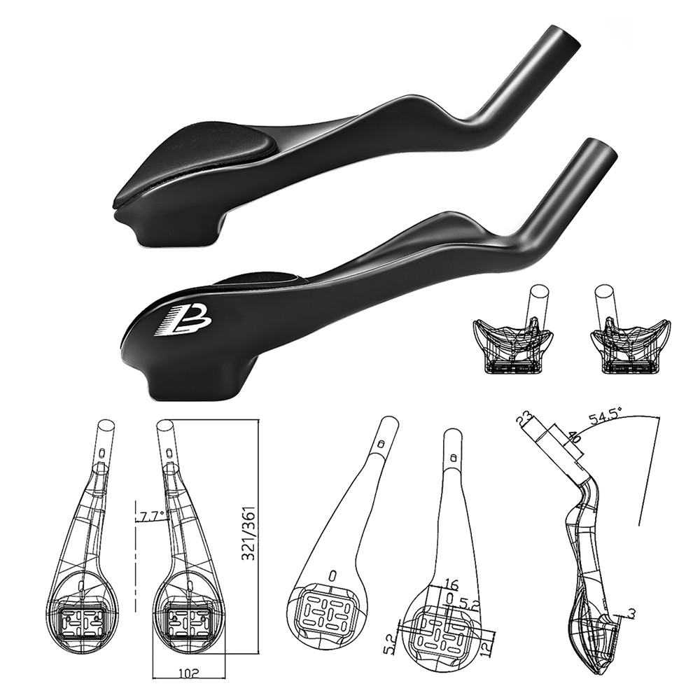 BALUGOE Carbon Bicycle Rest TT Handlebar Bike handle Extension, Triathlon Time Trial, Cycling Parts 