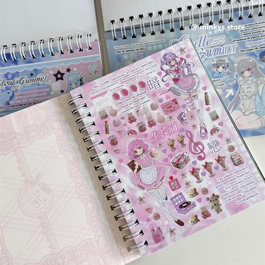 MINKYS New 1 Piece Cute Sticker Book Kawaii Scrapbooking Stickers Journal Decorative Sticker Station