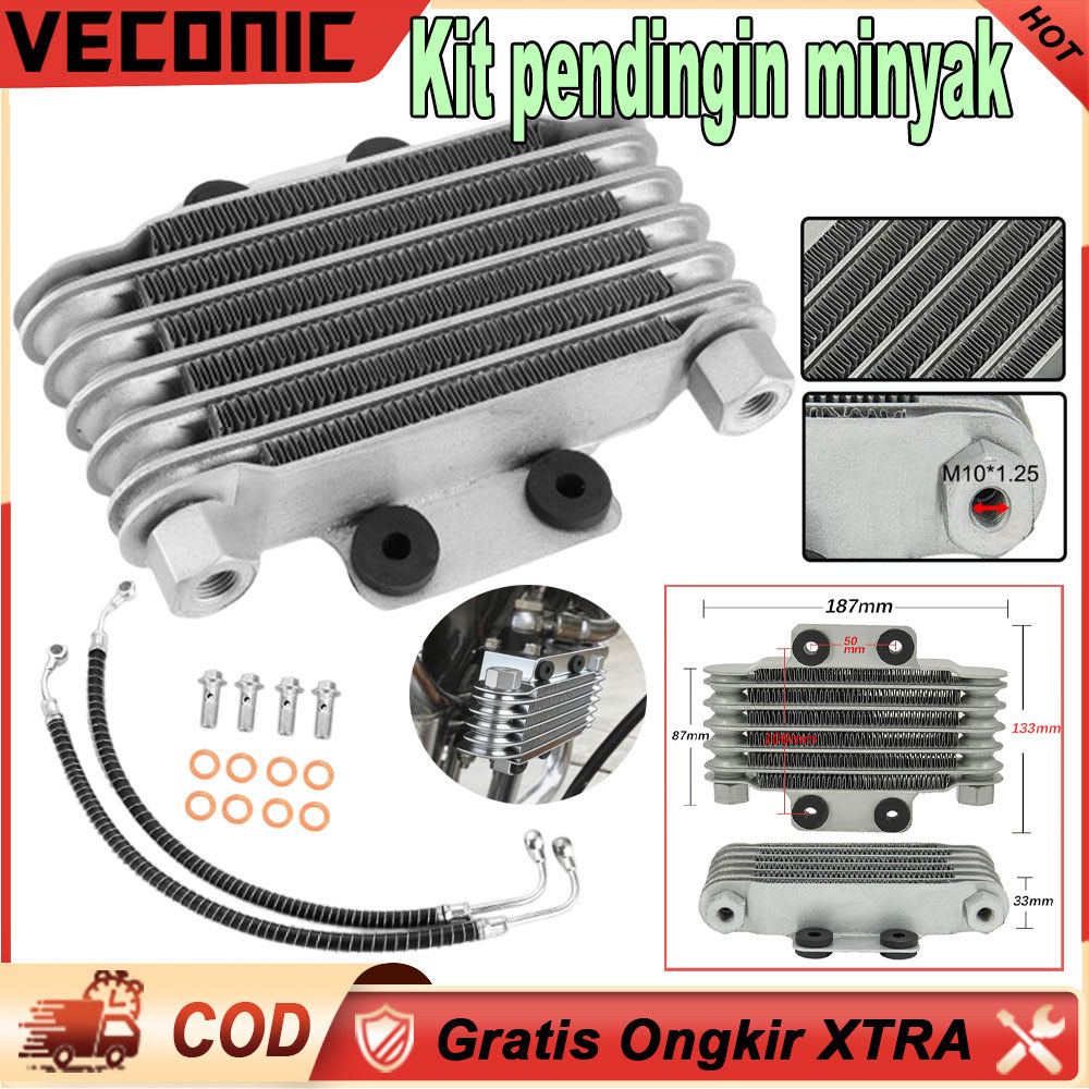Radiator Pendingin Oli Mesin Motor Universal 6 Baris 125-250CC