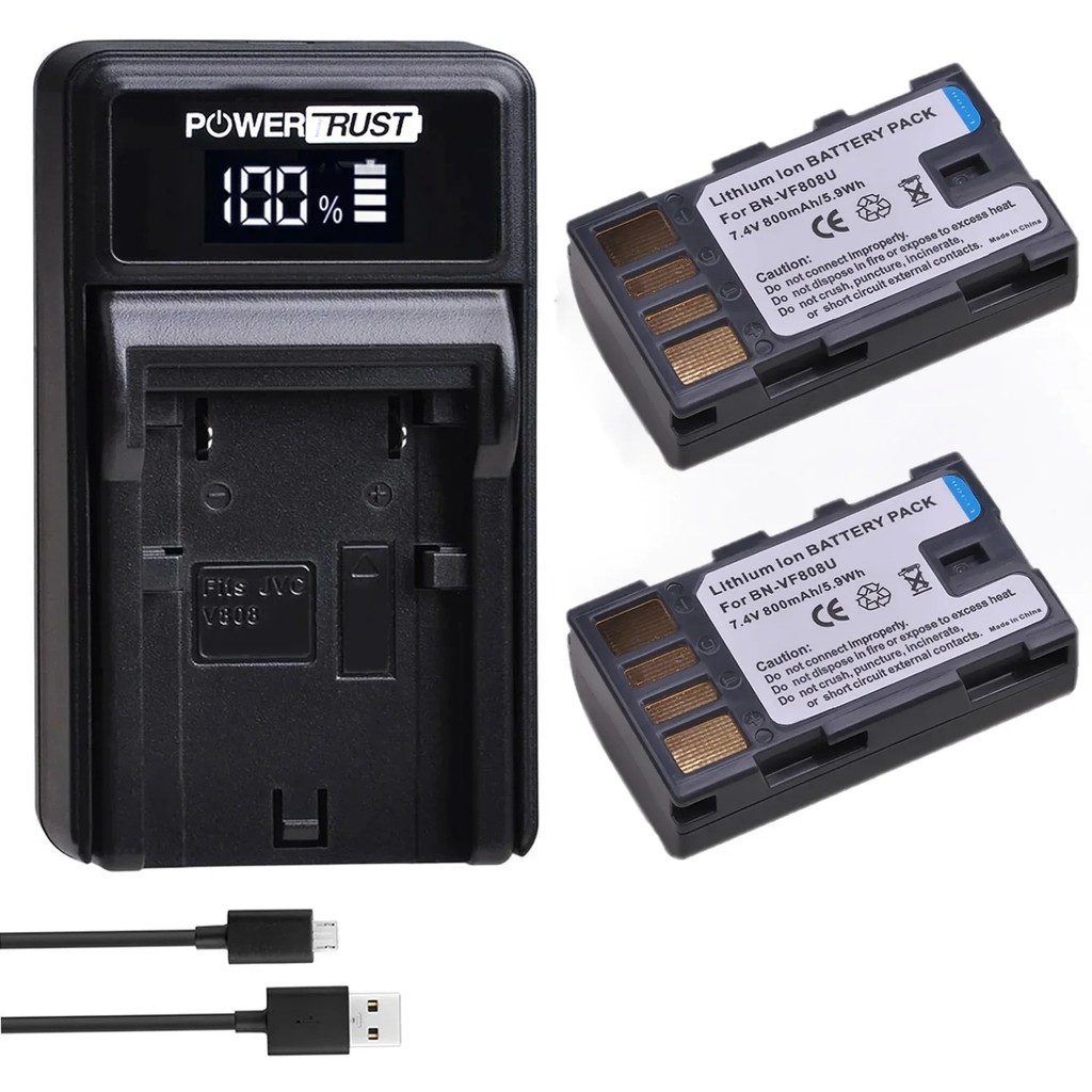 PowerTrust BN-VF808U Bateria VF8008 Battery+Charger for JVC GZ-MG575 GZ-MG555 GR-D740 GR-D745 GR-D75