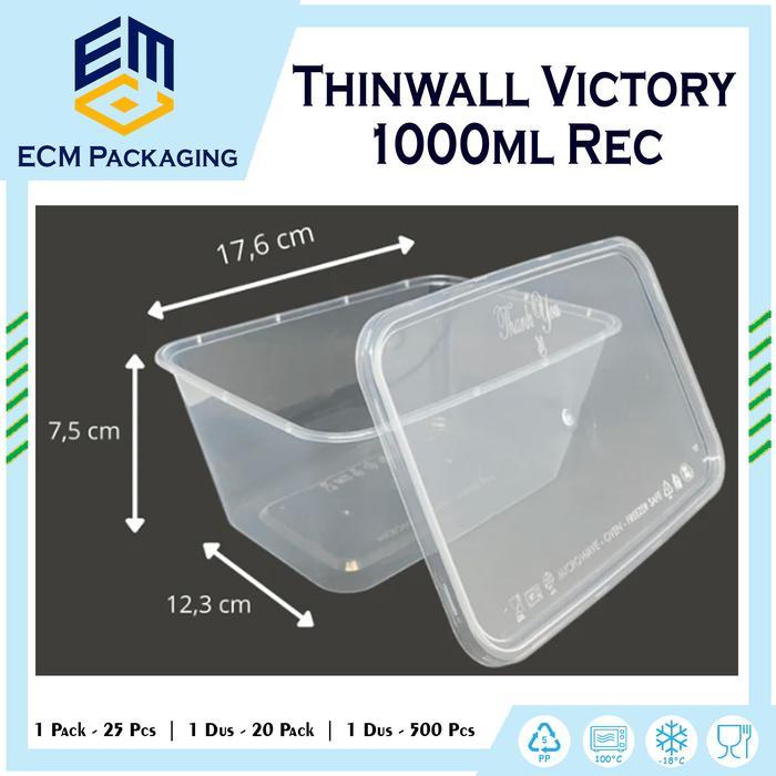 THINWALL victory 1000ML RECTANGLE 25PCS | THINWALL VICTORY 1000 REC | KOTAK MAKAN PLASTIK | CONTAINE