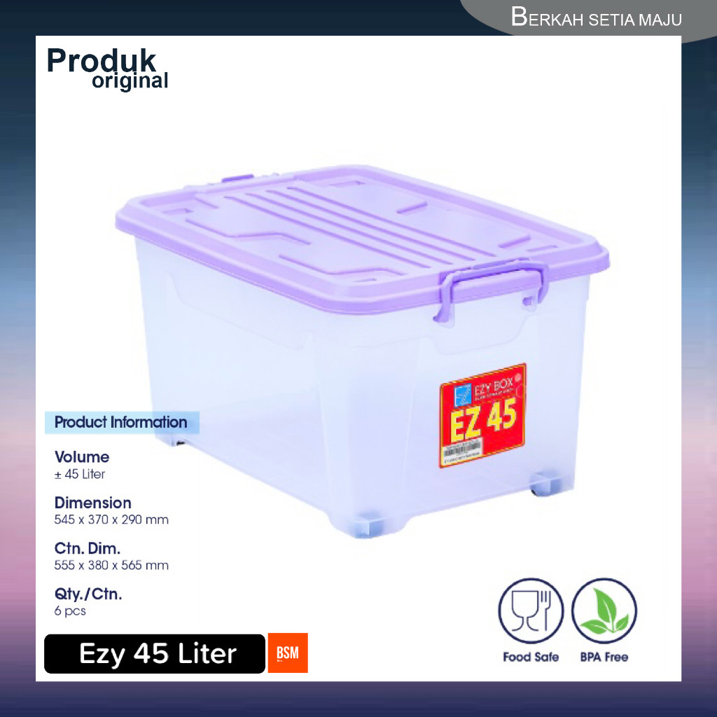 TERBARU BOX CONTAINER PLASTIK CB 45 LITER KOTAK/TEMPAT PENYIMPANAN WADAH PLASTIK DENGAN RODA KUAT & 