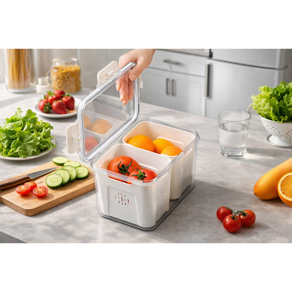 Box Penyimpanan Sayur Buah Kulkas Organizer Makanan Plastik Berkualitas