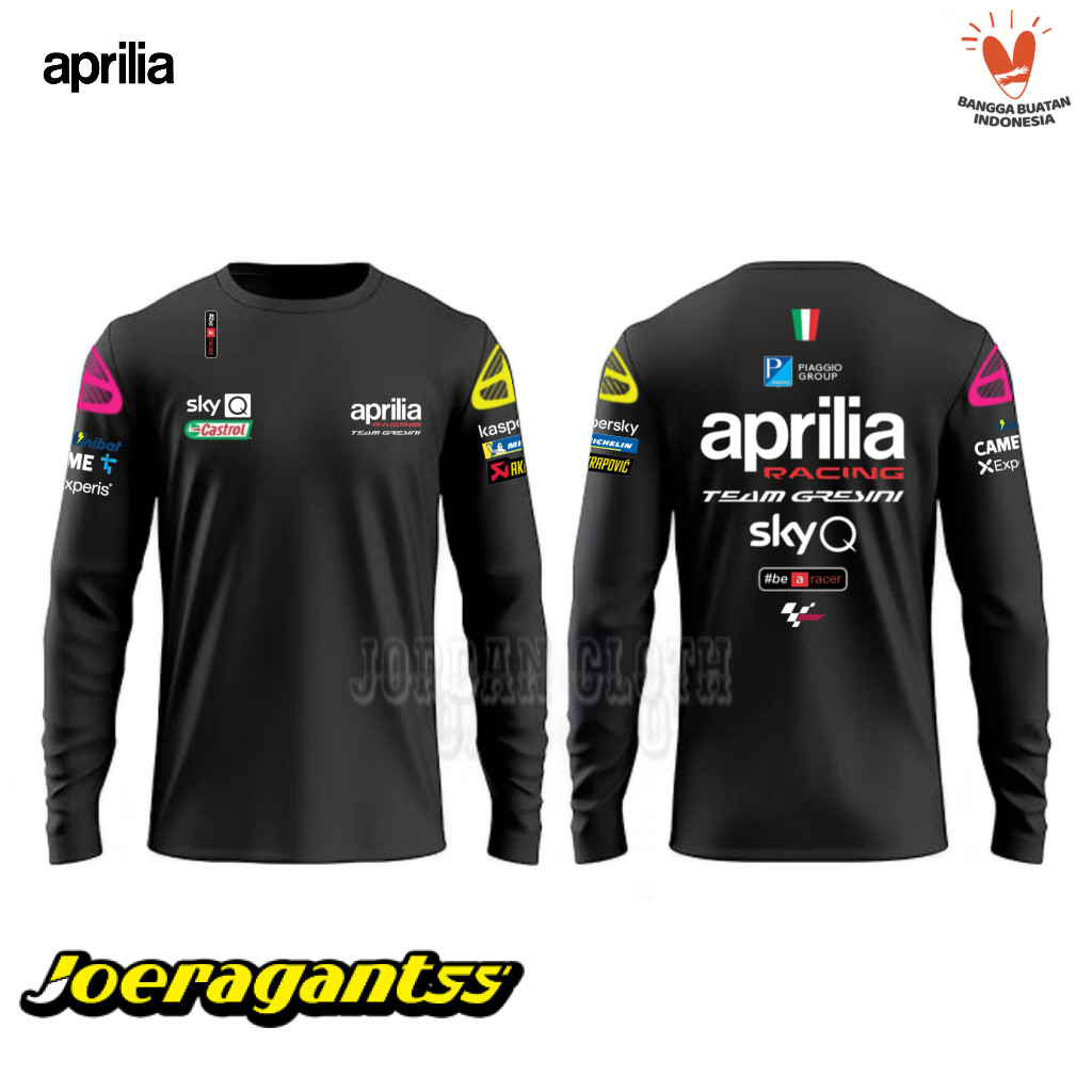 Tshirt Baju Kaos Lengan Panjang Team Balap Aprilia Racing Gresini MotoGP cotton 24s