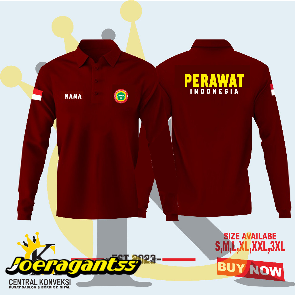 Poloshirt Perawat Indonesia / Kaos Kerah Perawat Indonesia Free Nama Tersedia Tangan Panjang Dan Pen