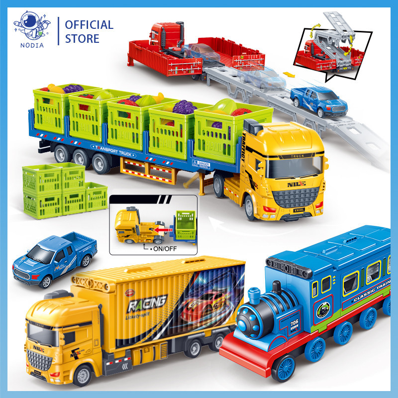 NODIA Mainan Mainan Truck Mobil Truk Pengangkut Mobil ( Mainan Mobil Truck ISI 4 Mobil Kecil )Mobil 