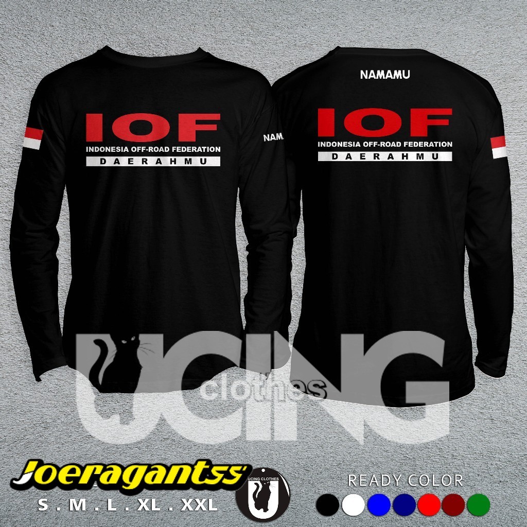 Kaos Baju IOF Indonesia Off-Road Federation Request Nama dan Daerahmu Lengan Panjang Kaos Distro
