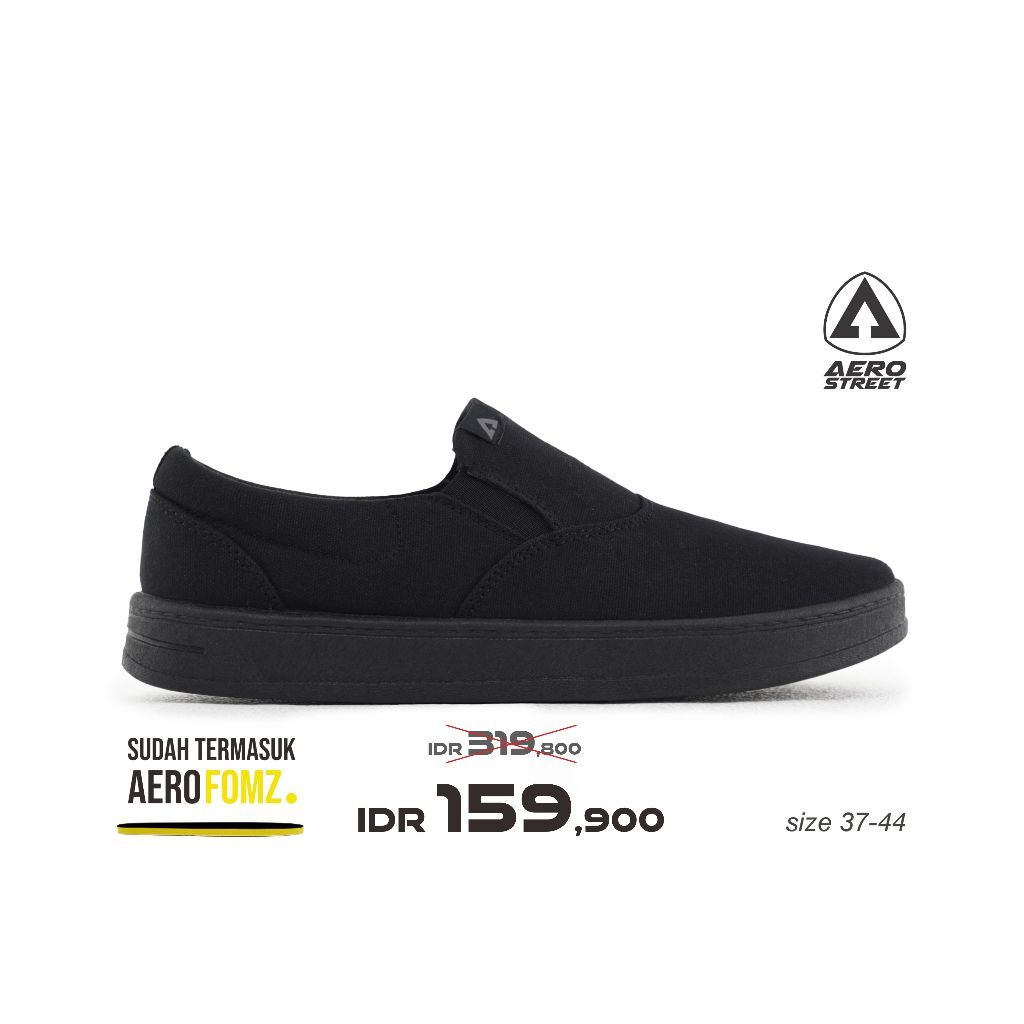 Aerostreet 37-44 Comfy 2.0 Hitam Hitam Hitam - Sepatu Sneakers Casual