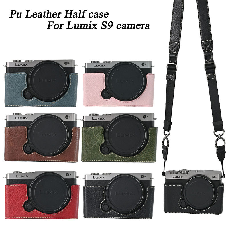 PU Leather Camera Case Half Bag For onic Lumix S9