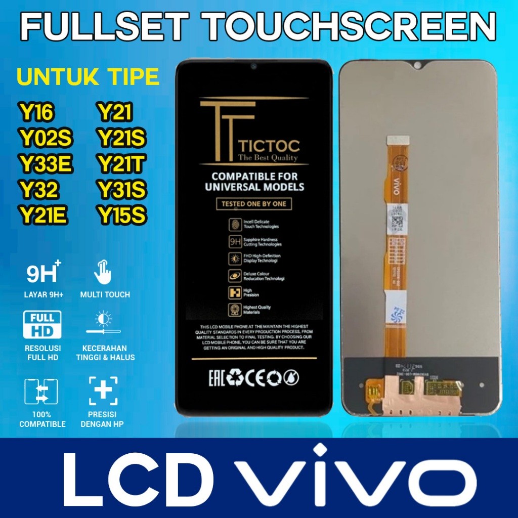 COD LCD HP VIVO Y16 /Y02S / Y33E / Y32 / Y21E / Y21 / Y21S / Y21T / Y31S / Y15S TICTOC FULL SET TOUC